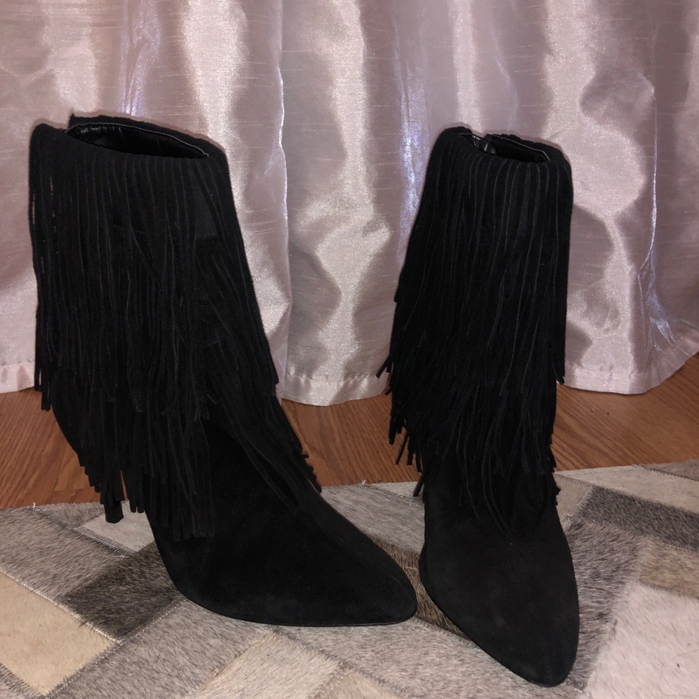 Zara heeled fringe booties